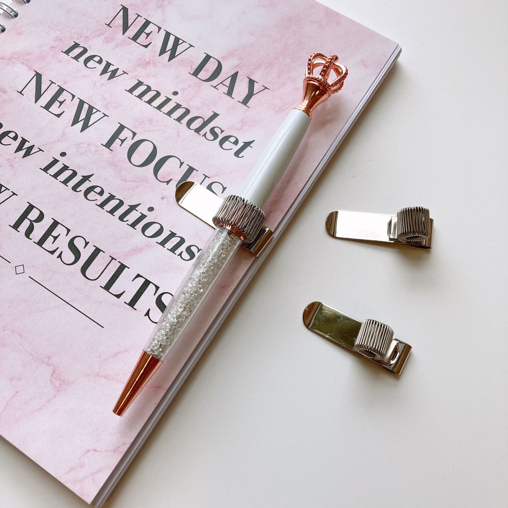 Pen Pencil Holder Pen Clip Holder With Adjustable Spring Loop Silver